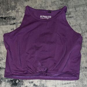 Alphalete Deep Purple Cropped Knot Tank
